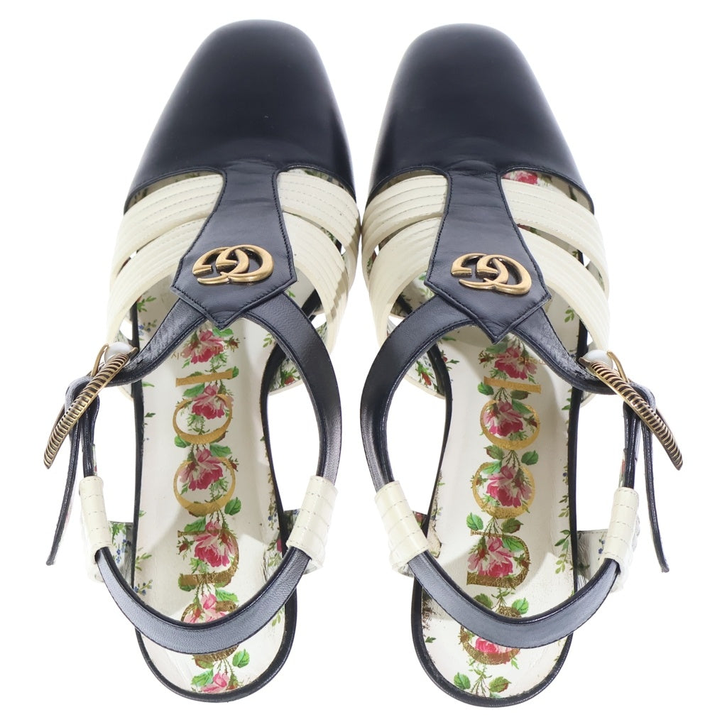 GUCCI(グッチ) ダブルG バックストラップ サンダル シューズ ブラック/ホワイト レディース