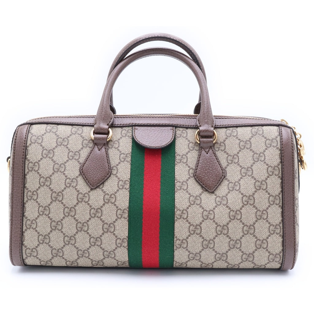 GUCCI(グッチ) オフィディア PVC レザー 2WAYハンド ショルダーバッグ グレー/ブラウン 524532 ゴールド金具 レディース