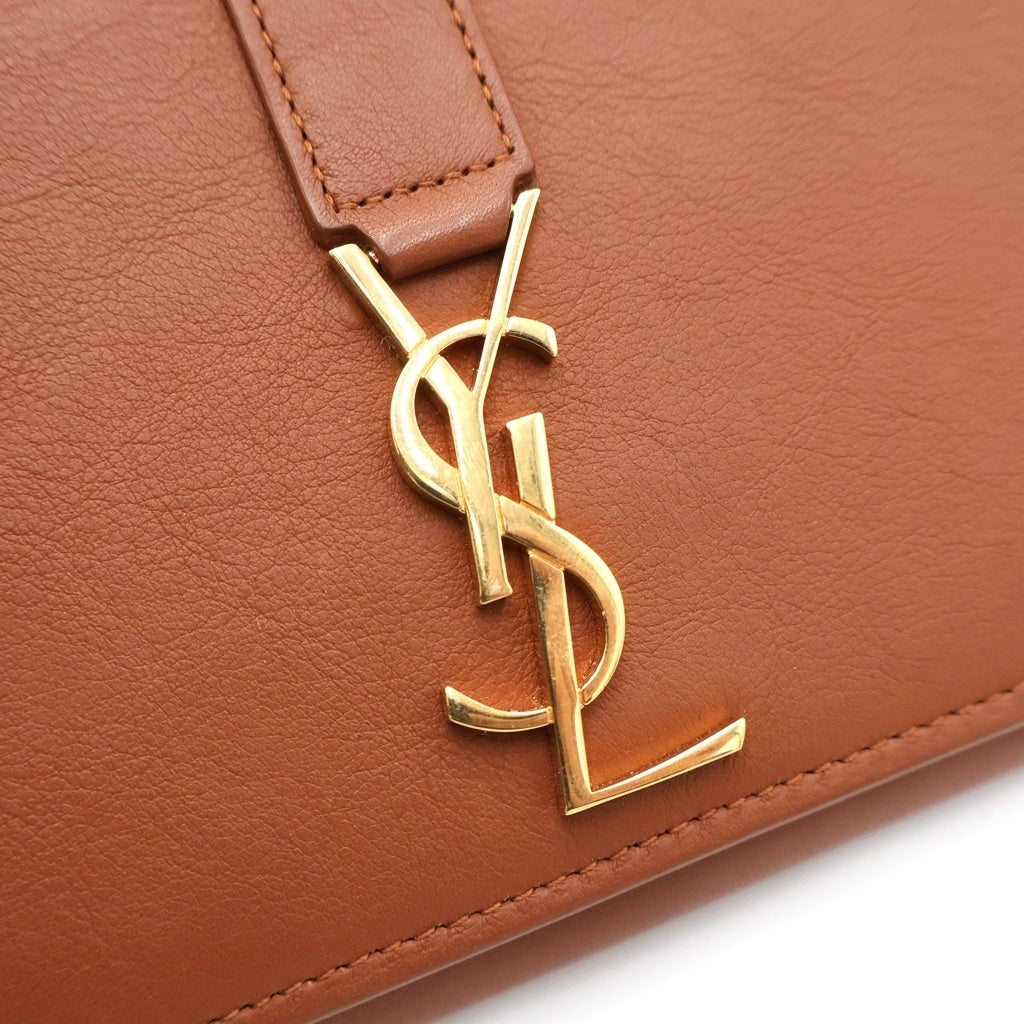 SAINT LAURENT PARIS(サンローランパリ) ラージ ロングウォレット 長財布 カードケース ブラウン レザー ゴールド金具 レディース