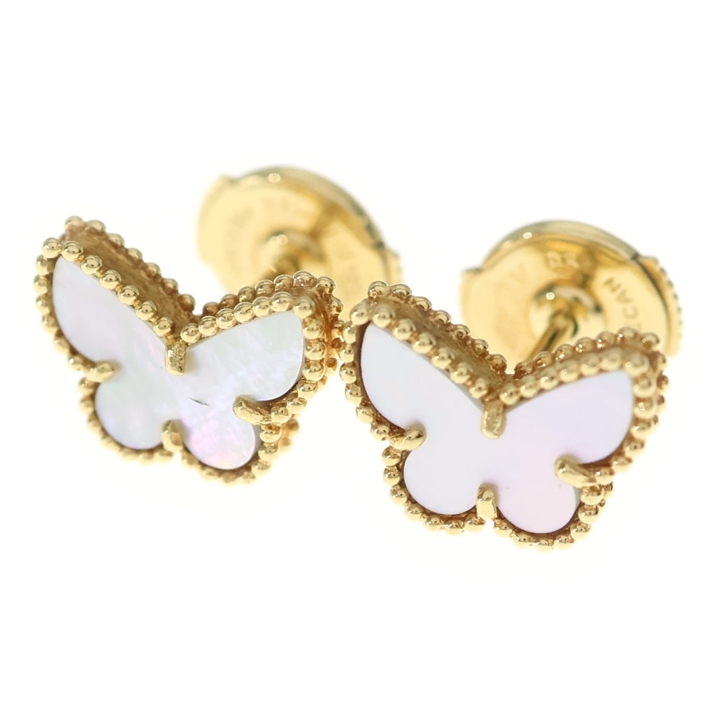 Van Cleef & Arpels(ヴァンクリーフアンドアーペル) スウィートアルハンブラ マザーオブパール パピヨン ピアス ホワイト×ゴールド K18YG 2.6g レディース