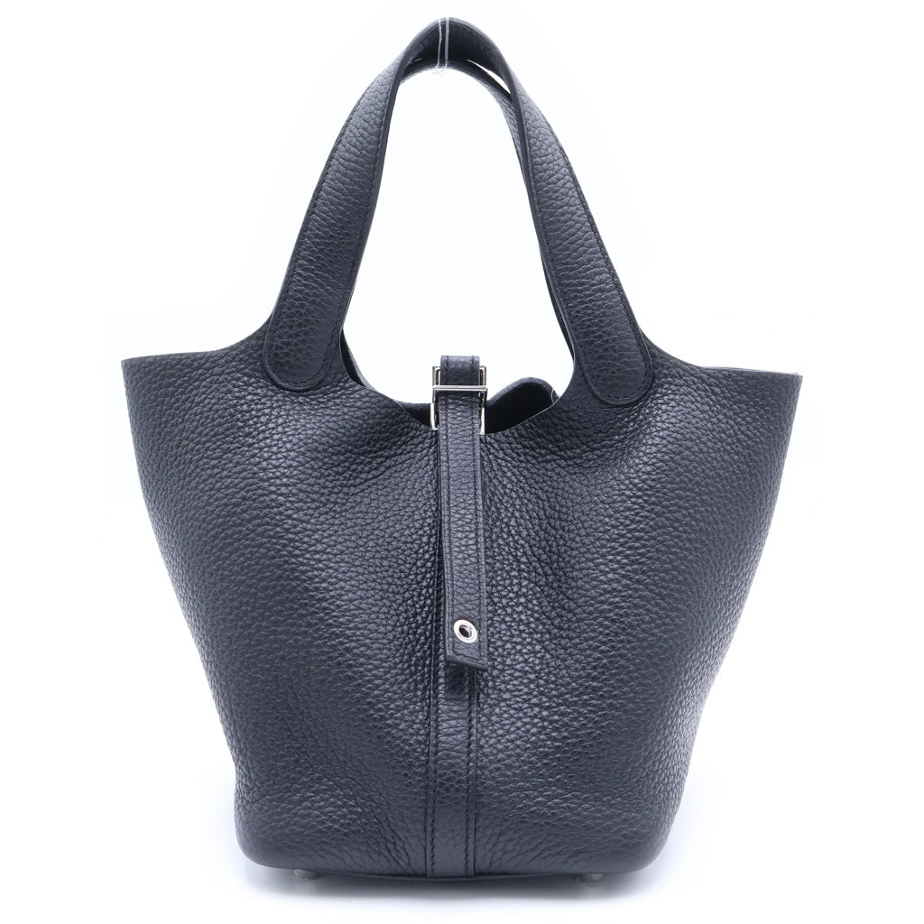 HERMES(エルメス) ピコタンロックPM ブラック トリヨンクレマンス レザー ハンドバッグ T刻印 シルバー金具 レディース