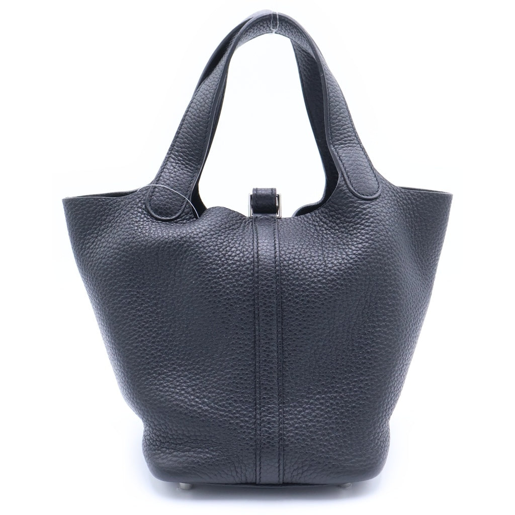 HERMES(エルメス) ピコタンロックPM ブラック トリヨンクレマンス レザー ハンドバッグ T刻印 シルバー金具 レディース