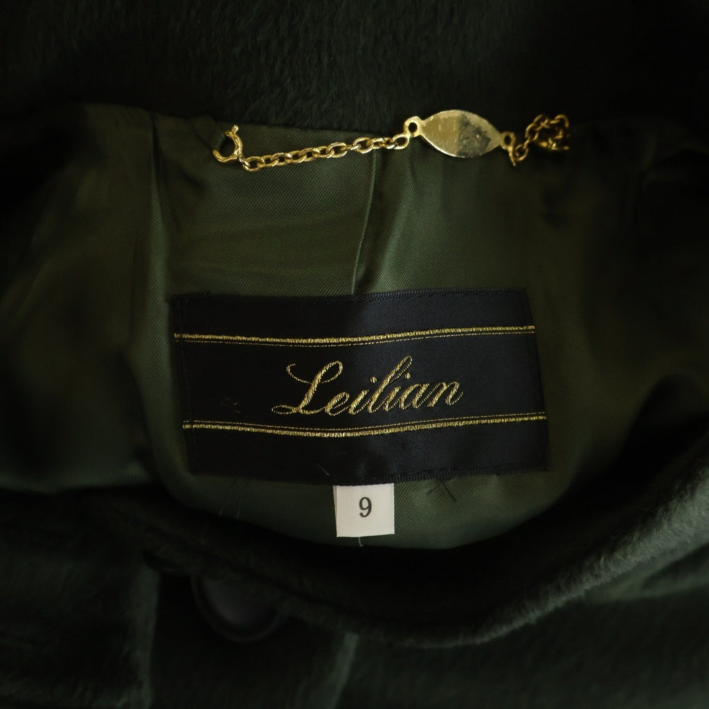 Leilian(レリアン) ウール スタンドカラー ダブルブレスト コート グリーン レディース