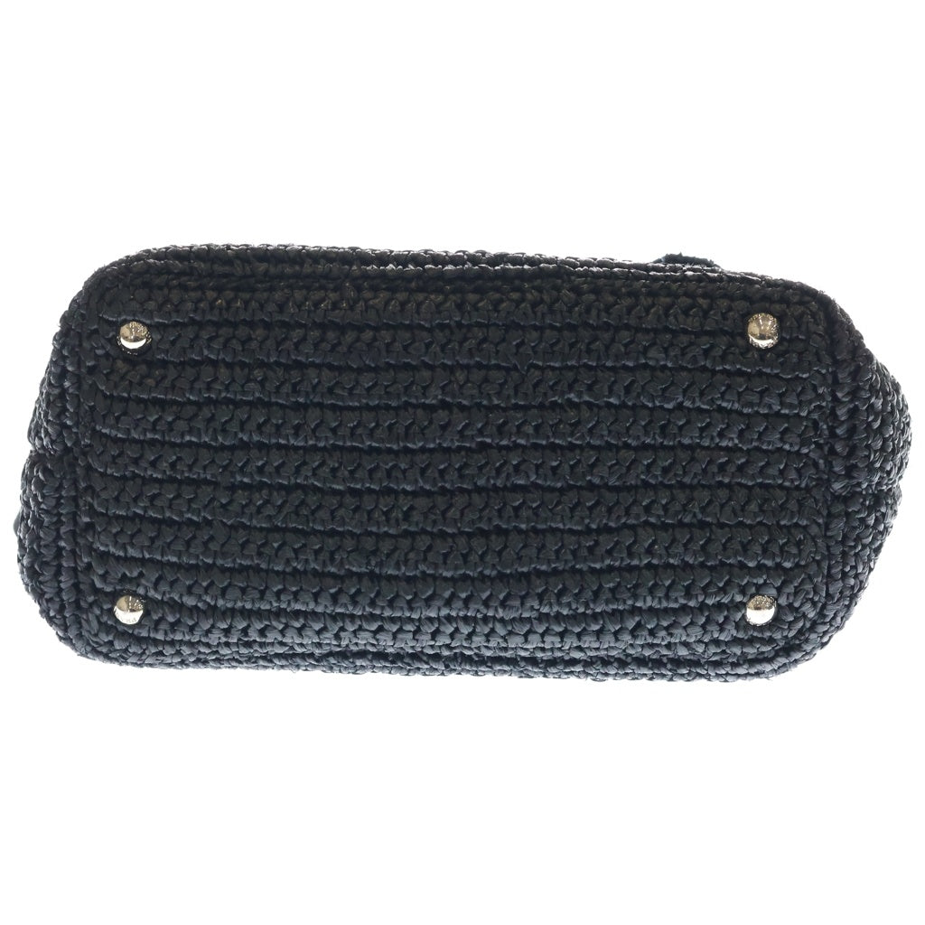 PRADA(プラダ) ラフィア ポンポン 2WAYハンドバッグ ショルダーバッグ ブラック 1BG889 レディース