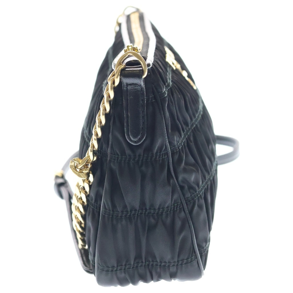 PRADA(プラダ) チェーン ショルダーバッグ ゴーフル ブラック ナイロン 1BH152 レディース