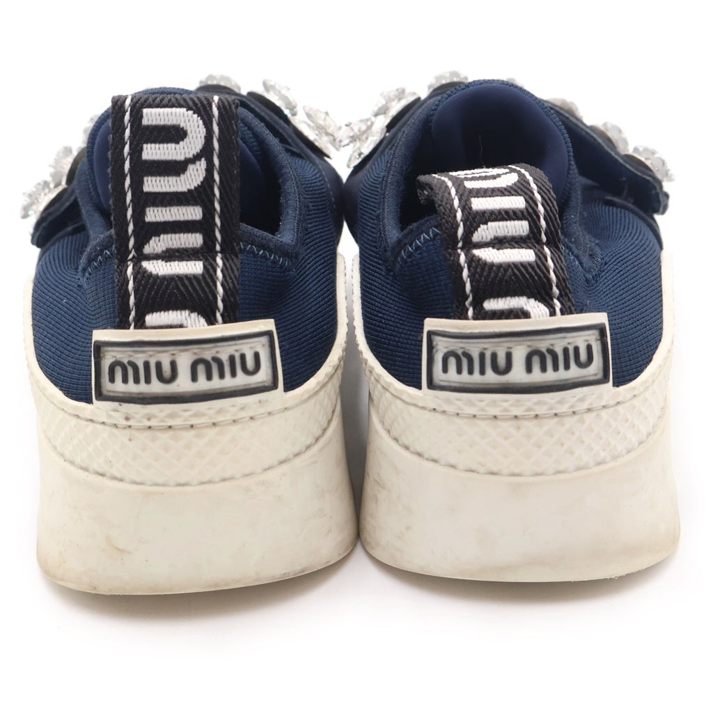 miumiu(ミュウミュウ) ビジュー装飾 ファブリック ローカットスニーカー ネイビー レディース 5E607B