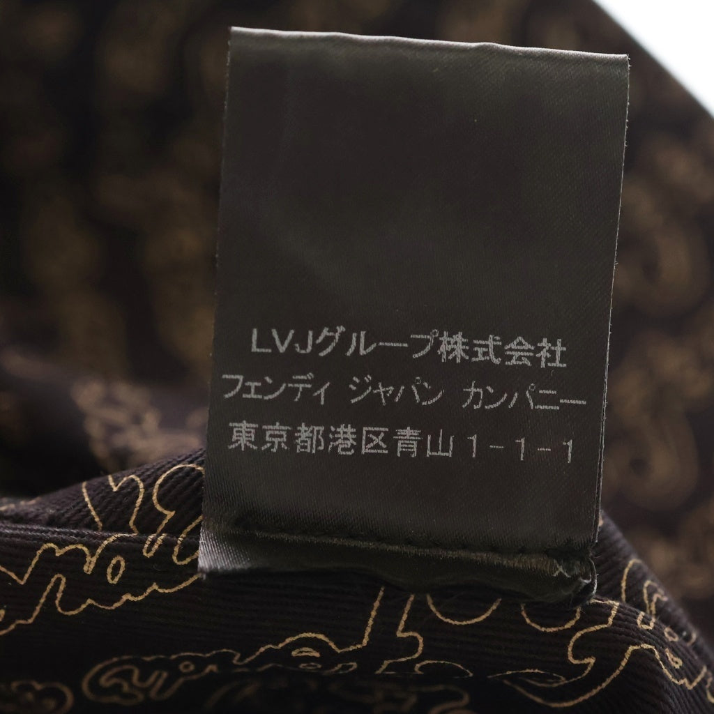 FENDI(フェンディ) 裏地ロゴ総柄プリント ナイロン バケットハット 帽子 ブラック/ブラウン レディース