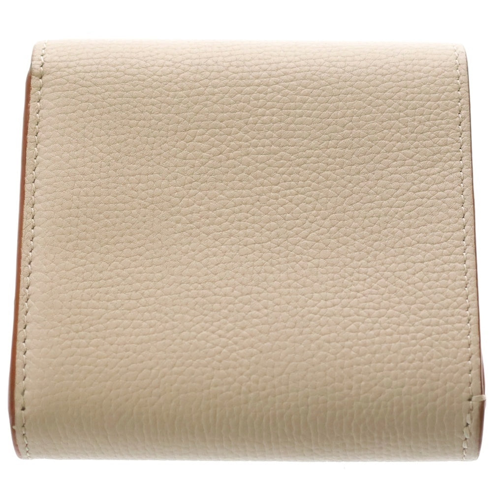 LOEWE(ロエベ) アナグラムロゴプレート トライフォールド レザー コンパクトウォレット 二つ折り財布 ベージュ レディース