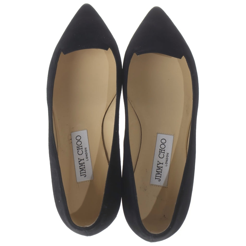 JIMMY CHOO(ジミーチュウ) スエードレザー フラット パンプス シューズ ブラック レディース