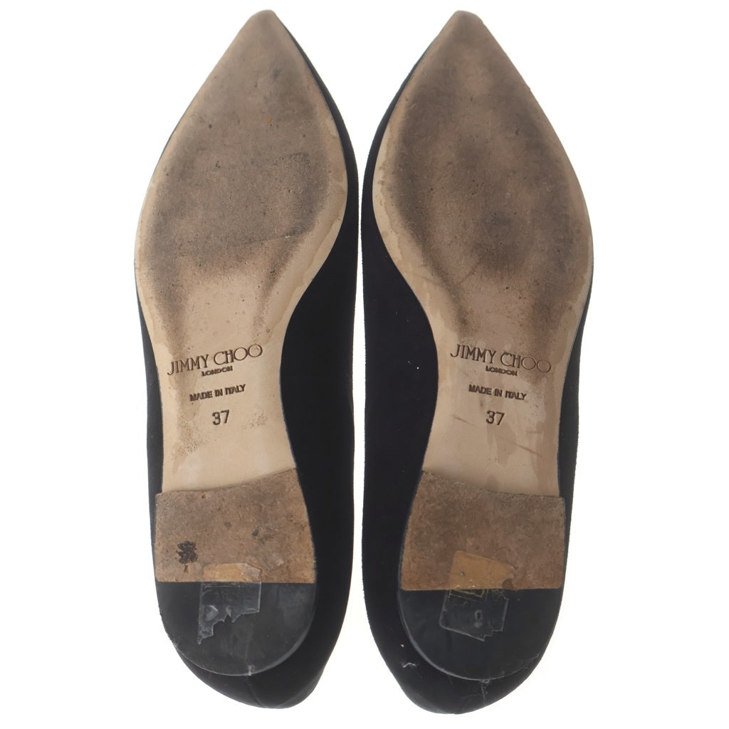 JIMMY CHOO(ジミーチュウ) スエードレザー フラット パンプス シューズ ブラック レディース