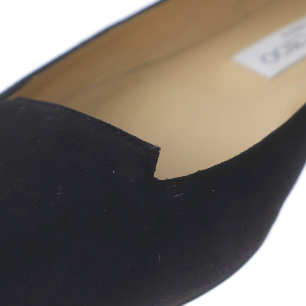JIMMY CHOO(ジミーチュウ) スエードレザー フラット パンプス シューズ ブラック レディース