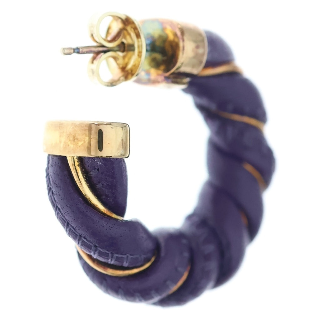 BOTTEGA VENETA(ボッテガヴェネタ) レザー フープ ピアス パープル ゴールド金具 レディース