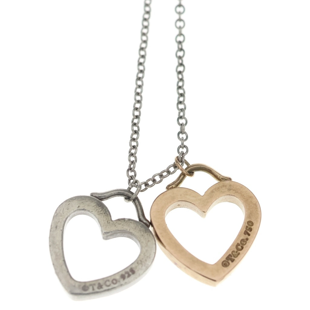 TIFFANY & Co.(ティファニー) ダブルハート ネックレス ペンダント チェーン シルバー×ゴールド Ag925/750