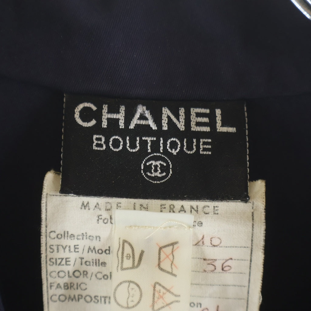 CHANEL(シャネル) マルチポケット コットン 半袖 ロングワンピース ネイビー レディース