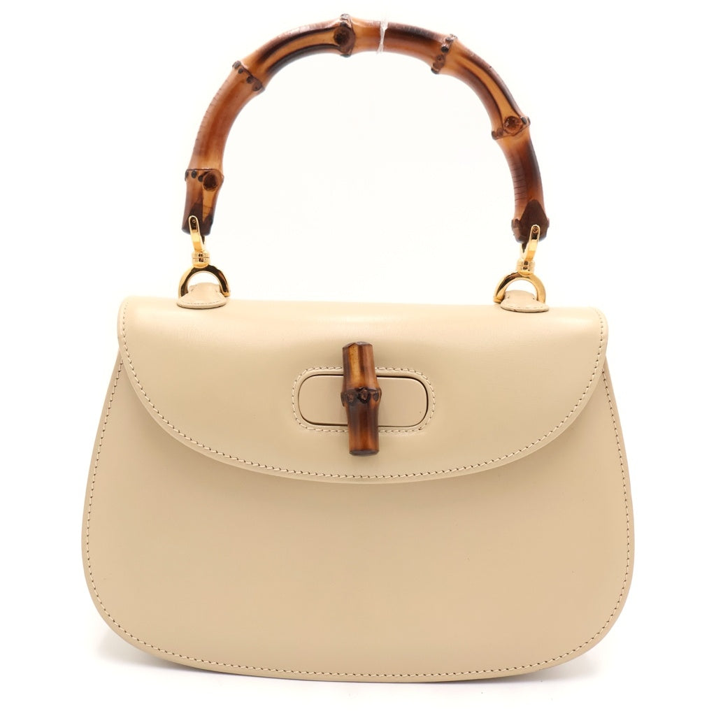 GUCCI(グッチ) バンブー 2wayハンドバッグ ショルダーバッグ ベージュ レザー 000 46 0188 ゴールド金具 レディース