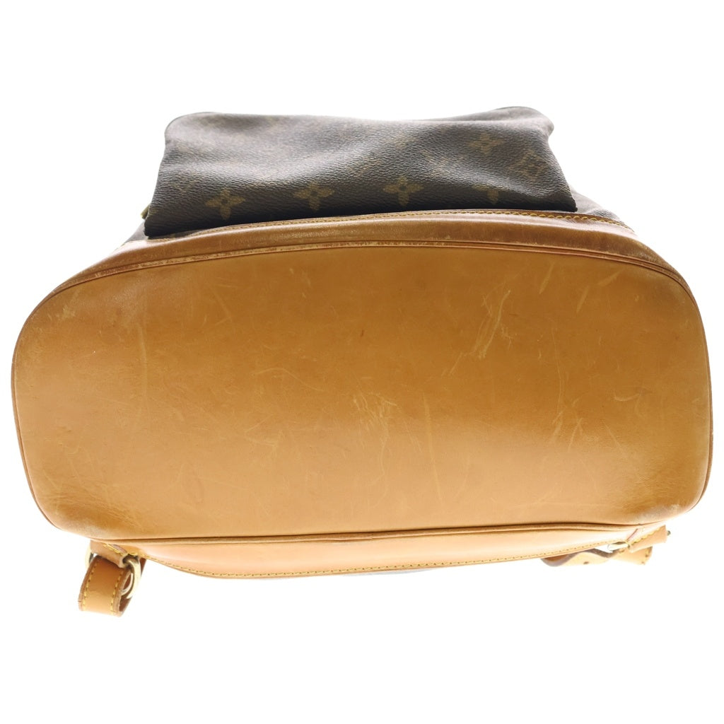 LOUIS VUITTON(ルイヴィトン) モノグラム モンスリPM リュックサック バックパック ブラウン レザー×PVC M51136 ゴールド金具 レディース