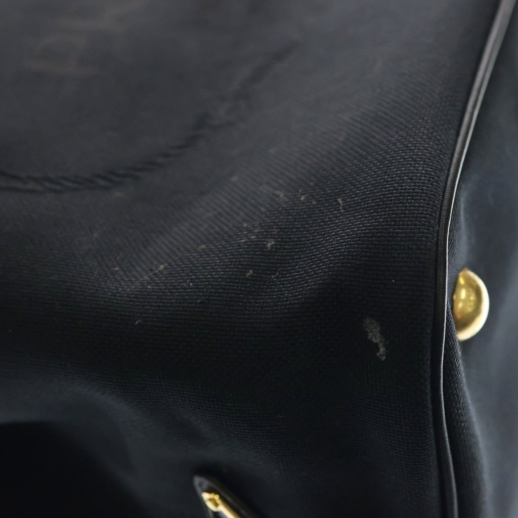 PRADA(プラダ) ロゴジャガード 2wayハンドバッグ ショルダーバッグ ブラック レザー×キャンバス 1BA172 ゴールド金具 レディース