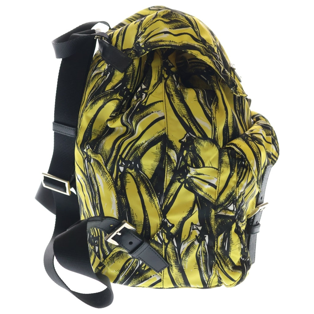 PRADA(プラダ) バックパック リュックサック イエロー×ブラック ナイロン 1BZ811 シルバー金具 レディース