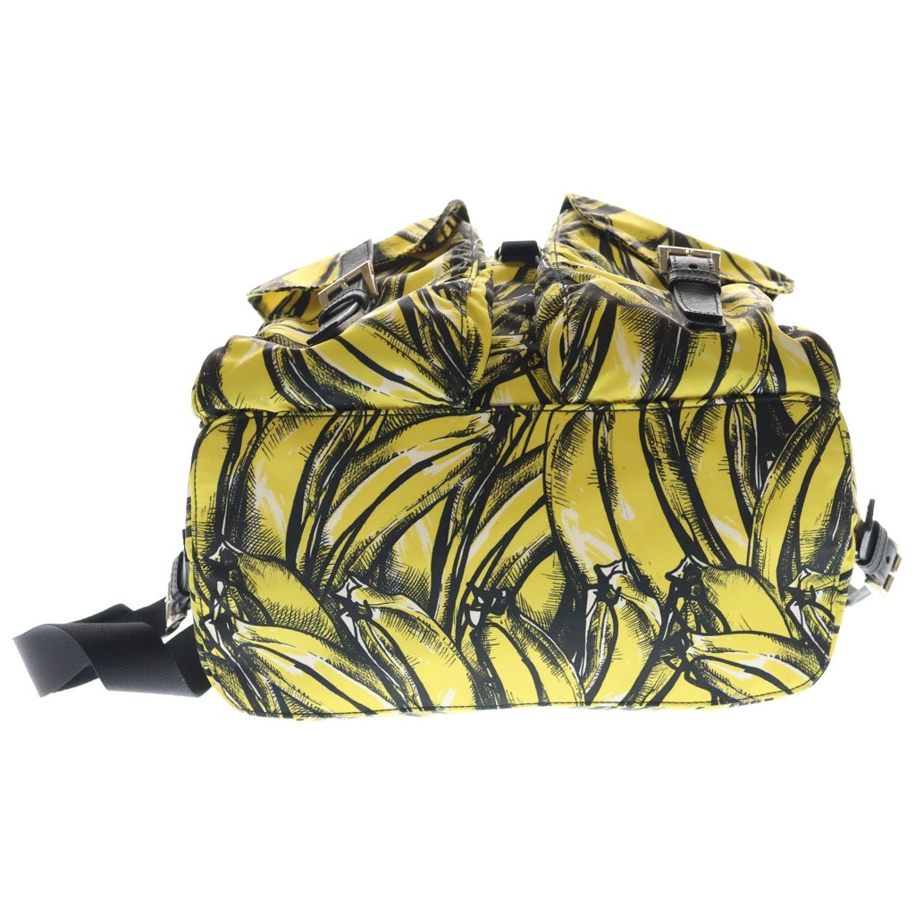 PRADA(プラダ) バックパック リュックサック イエロー×ブラック ナイロン 1BZ811 シルバー金具 レディース