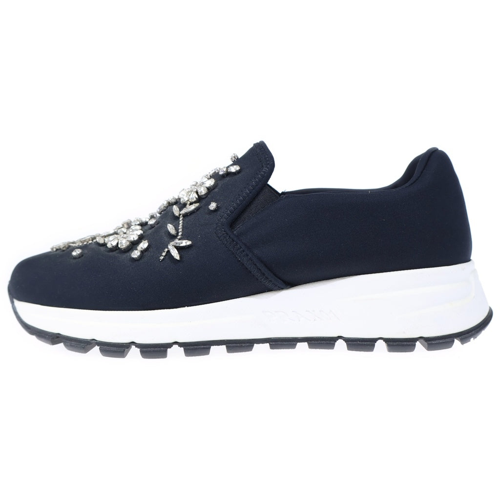 PRADA(プラダ) PRAX01 ビジュー装飾 ローカット スリッポン シューズ ブラック レディース