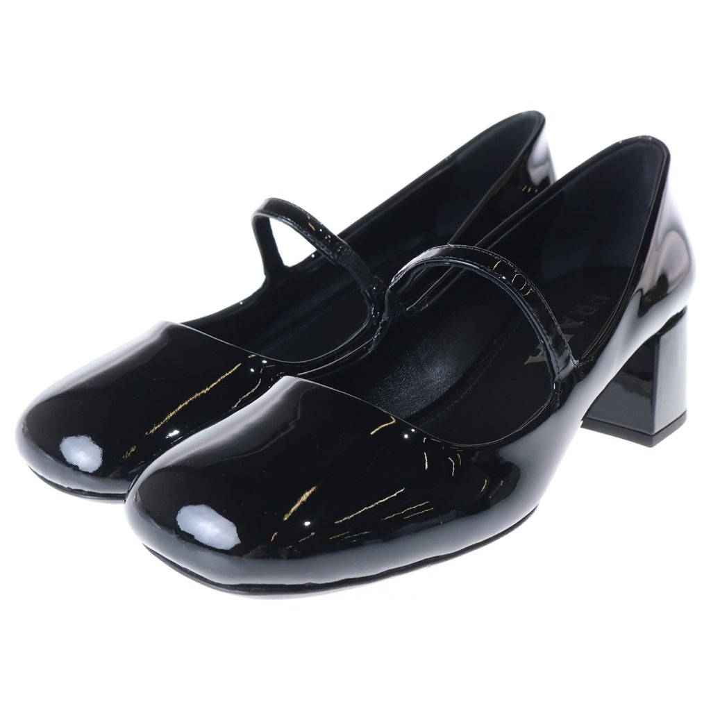 PRADA プラダ パンプス ブラック レザー ヒール PRADA(プラダ) パテントレザー スクエアトゥ ヒール パンプス シューズ