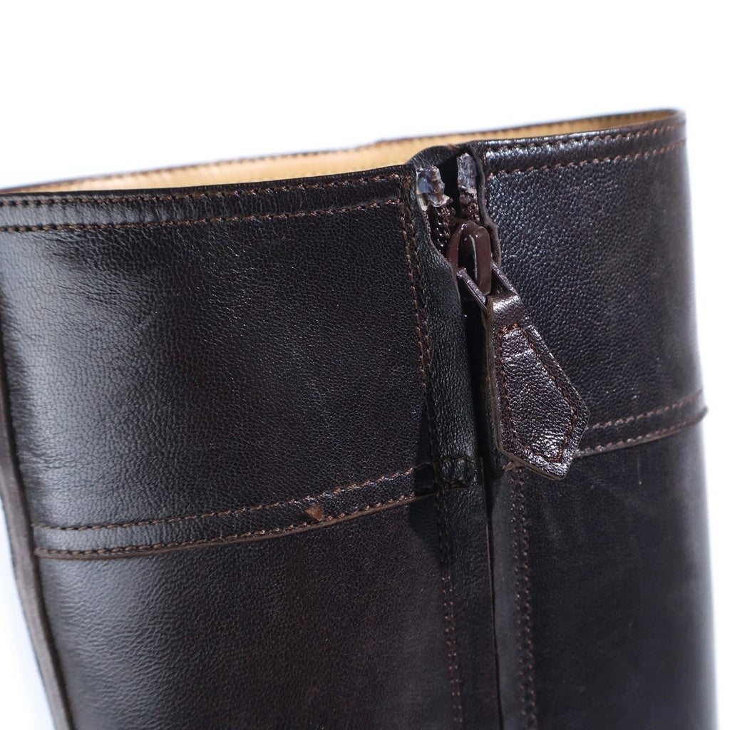 HERMES(エルメス) バックルデザイン レザー ロングブーツ シューズ ブラウン レディース
