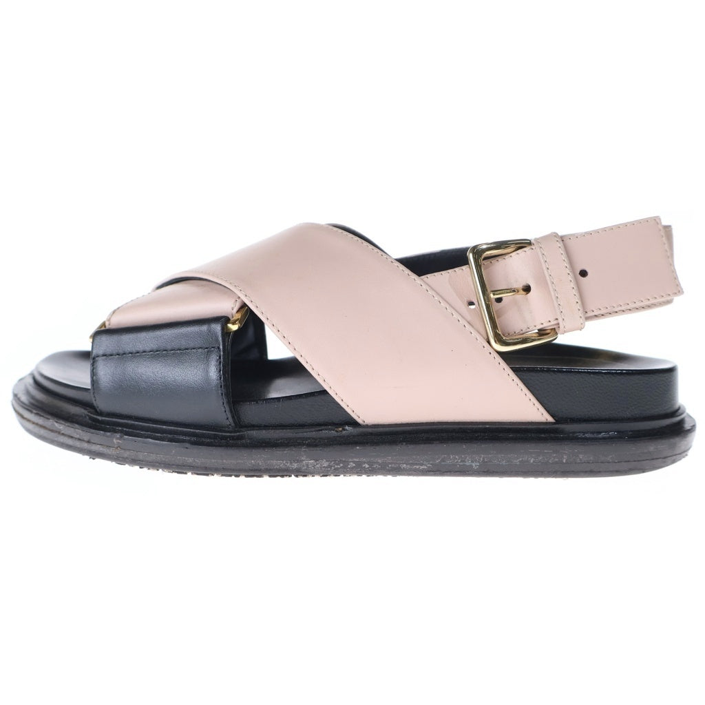 MARNI(マルニ) レザー ストラップ フラットサンダル ピンク/ブラック レディース