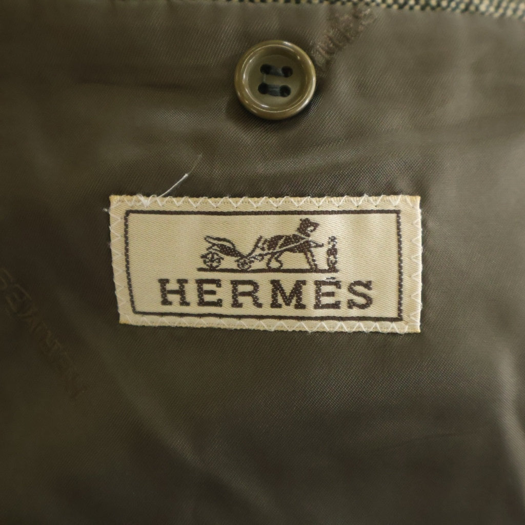 HERMES(エルメス) カシミヤ 2B テーラードジャケット カーキ