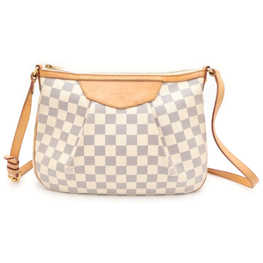 LOUIS VUITTON(ルイヴィトン) ダミエアズール シラクーサPM ショルダーバッグ ブラウン×ホワイト レザー×PVC N41113 ゴールド金具 レディース