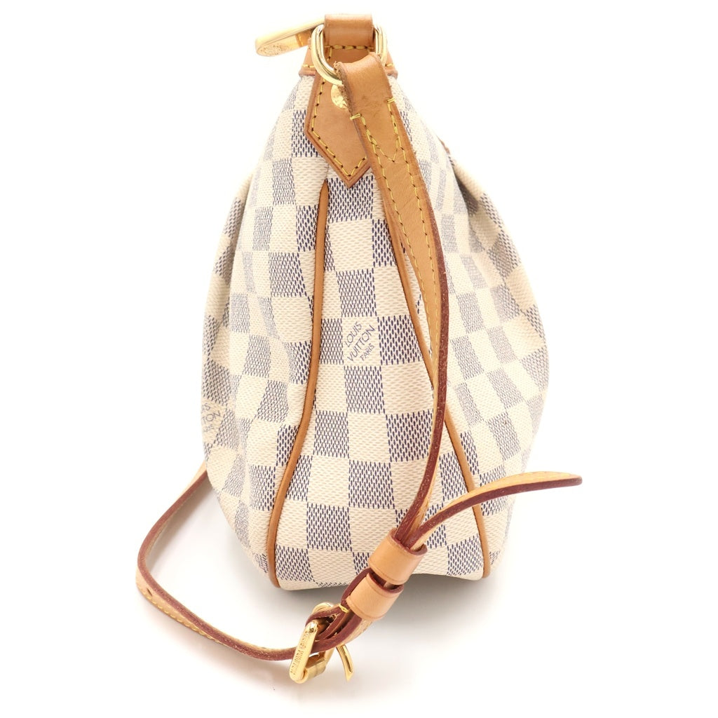 LOUIS VUITTON(ルイヴィトン) ダミエアズール シラクーサPM ショルダーバッグ ブラウン×ホワイト レザー×PVC N41113 ゴールド金具 レディース