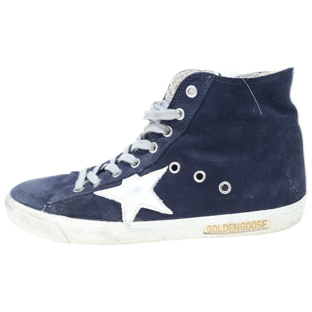 GOLDEN GOOSE DELUXE BRAND(ゴールデングースデラックスブランド) スエードレザー サイドジップ ハイカットスニーカー ネイビー レディース