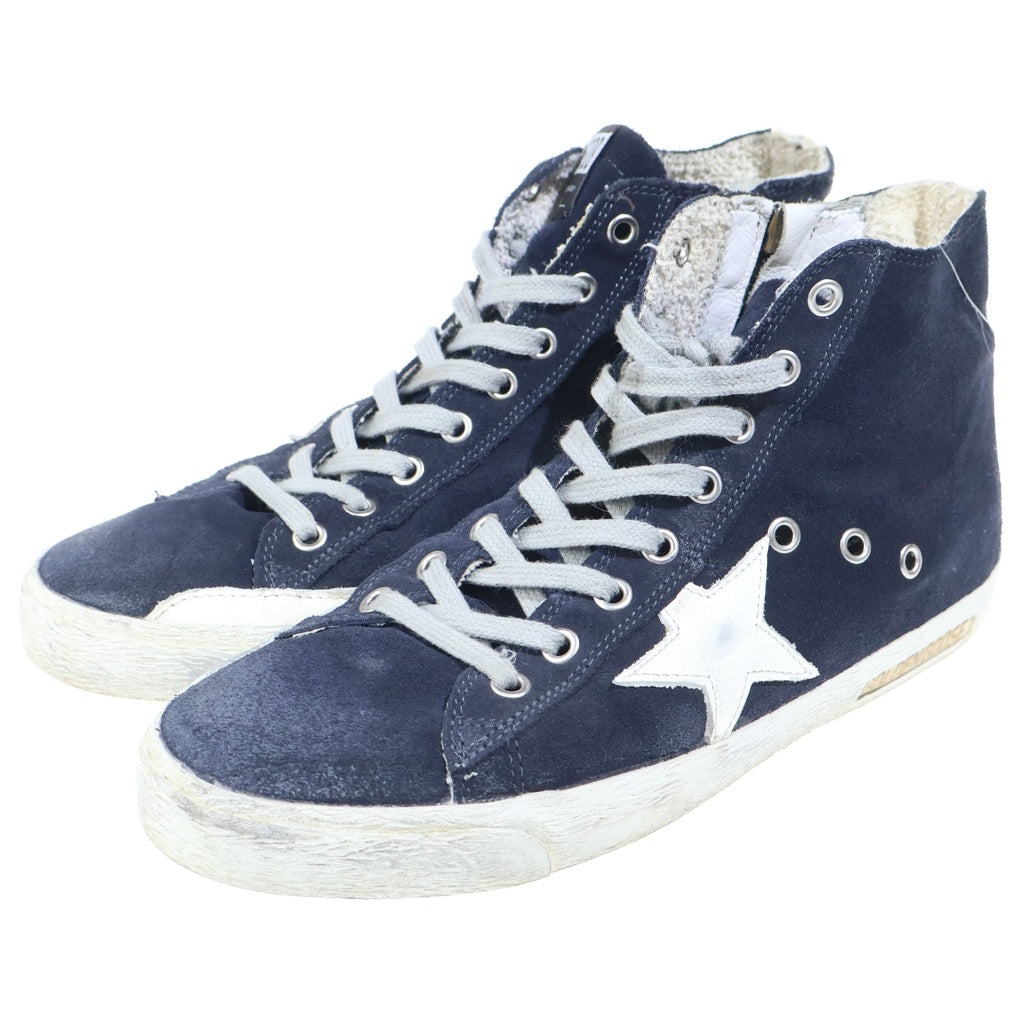 GOLDEN GOOSE DELUXE BRAND(ゴールデングースデラックスブランド) スエードレザー サイドジップ ハイカットスニーカー ネイビー レディース