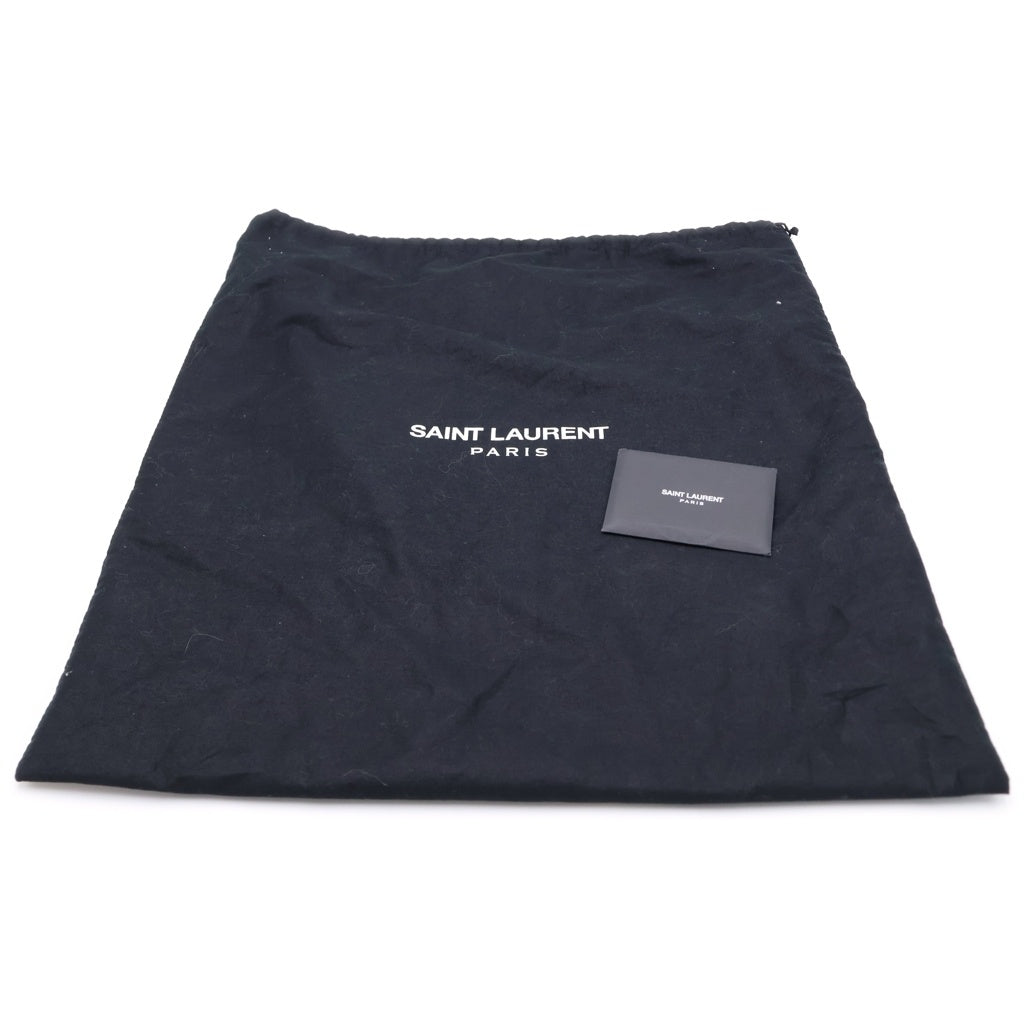 SAINT LAURENT PARIS(サンローランパリ) リブゴーシュ バックパック リュックサック ブラック×アイボリー レザー×キャンバス 508548 シルバー金具 レディース