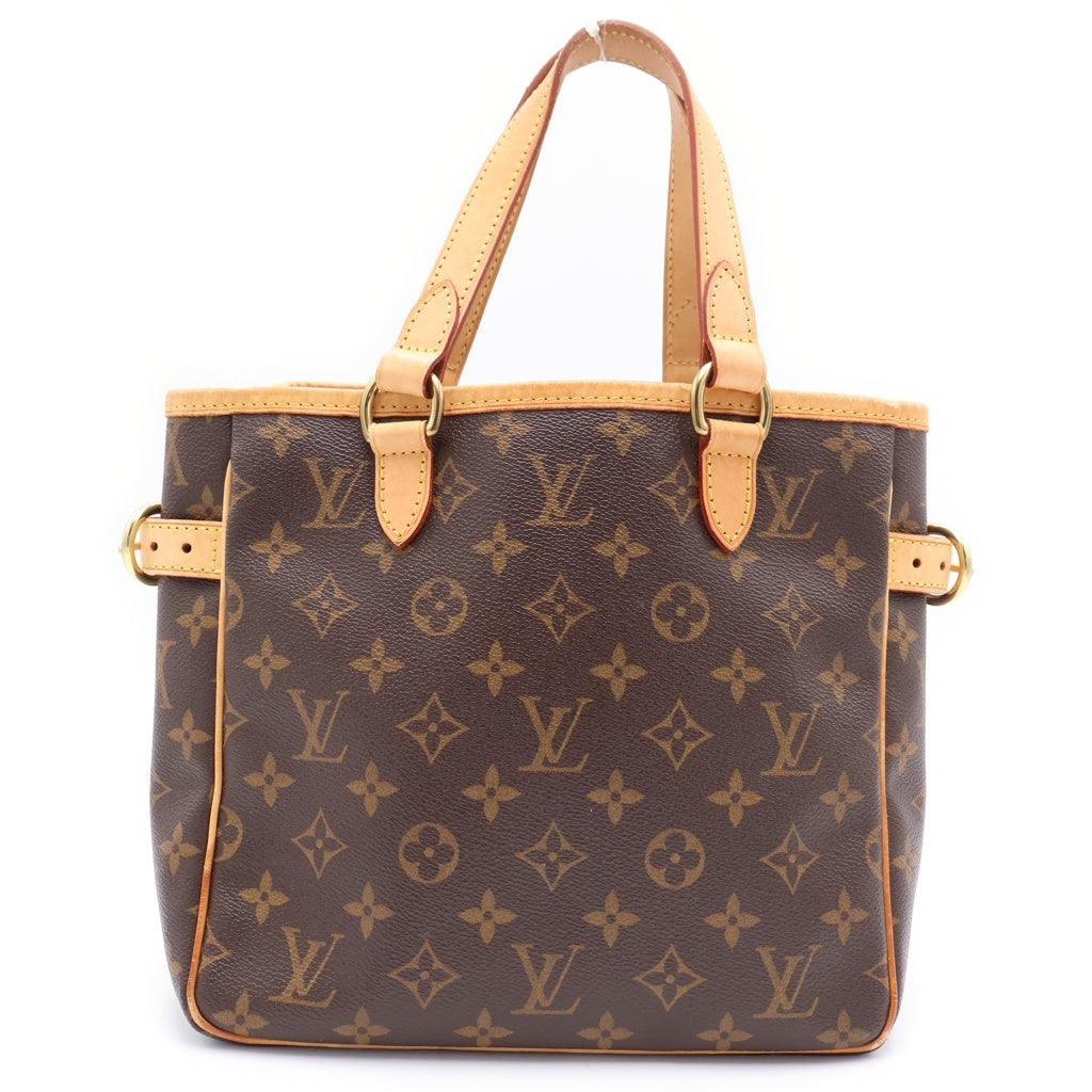 LOUIS VUITTON(ルイヴィトン) モノグラム バティニョール ハンドバッグ ミニトートバッグ ブラウン レザー×PVC M51156 ゴールド金具 レディース