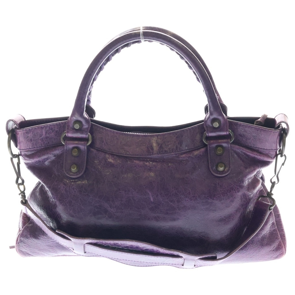 BALENCIAGA(バレンシアガ) ザ・ファースト 2WAYバッグ ハンドバッグ ショルダーバッグ パープル レザー 103208 ゴールド金具 レディース