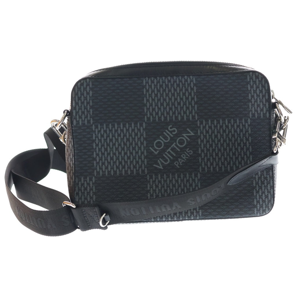 LOUIS VUITTON(ルイヴィトン) ダミエグラフィット トリオメッセンジャーバッグ ショルダーバッグ ブラック ノワール PVC N50017 シルバー金具 レディース
