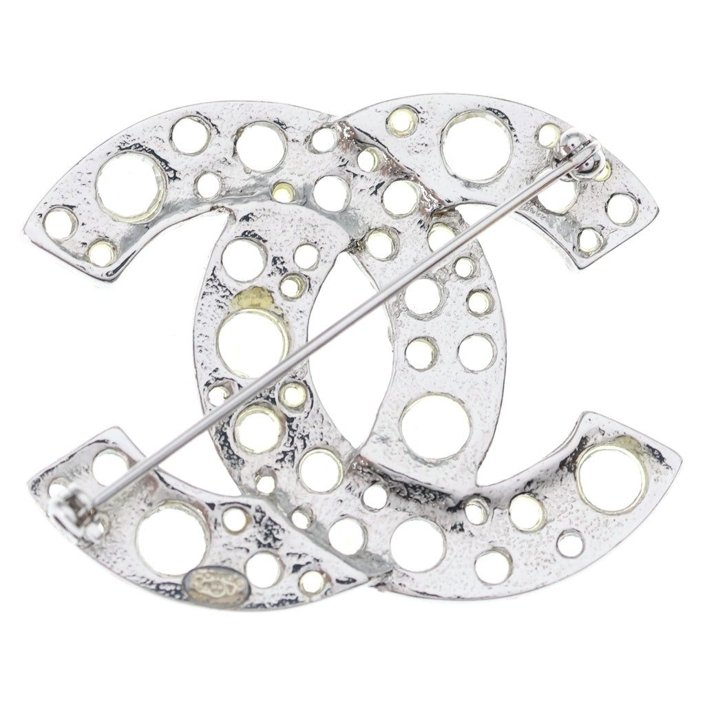 CHANEL(シャネル) ココマーク ラインストーン ブローチ ピンバッジ シルバー レディース
