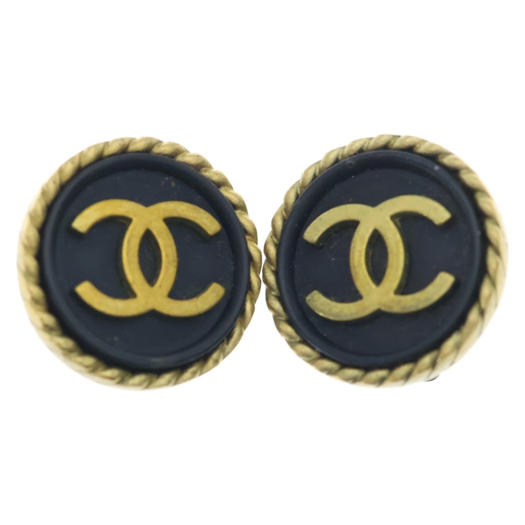 CHANEL(シャネル) ココマーク ラウンドイヤリング ゴールド×ブラック GP レディース