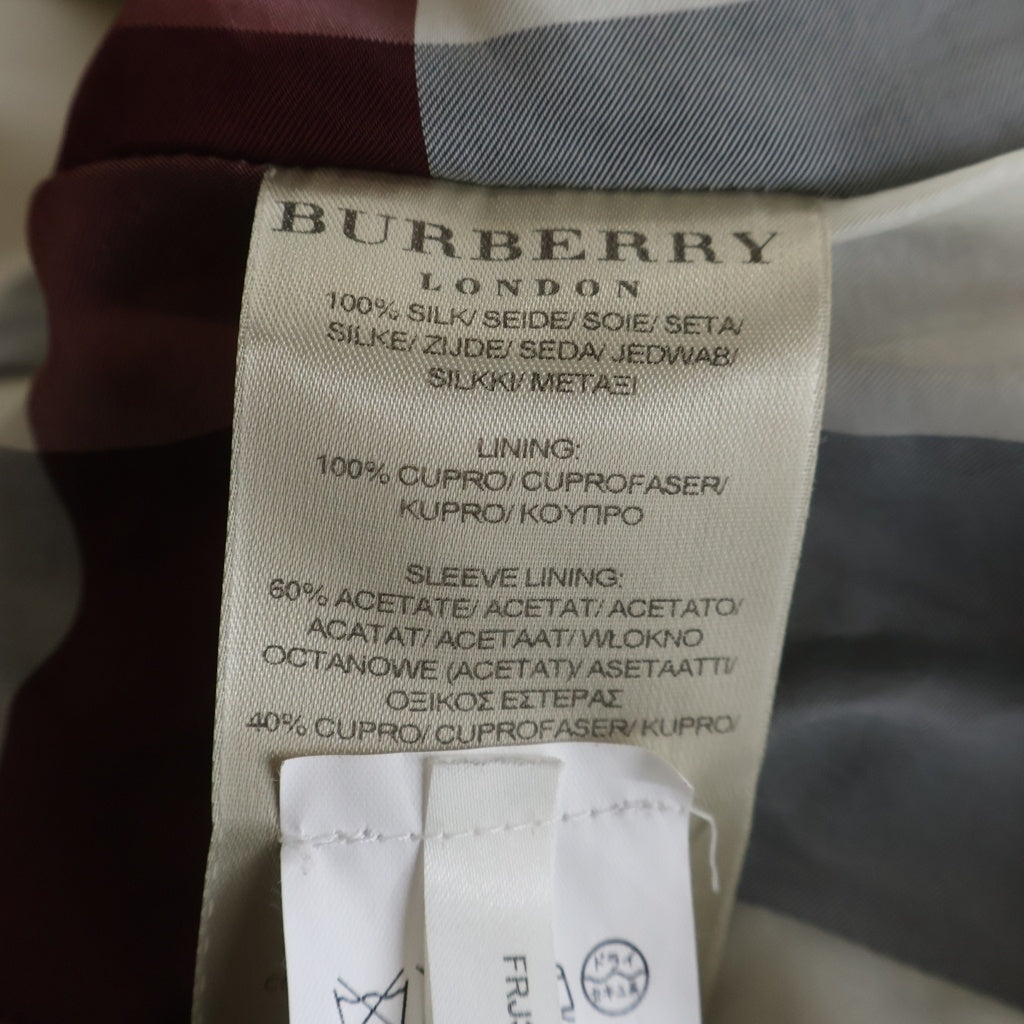 BURBERRY(バーバリー) 裏地ノバチェック柄 シルク ダブルブレスト トレンチコート ベージュ レディース