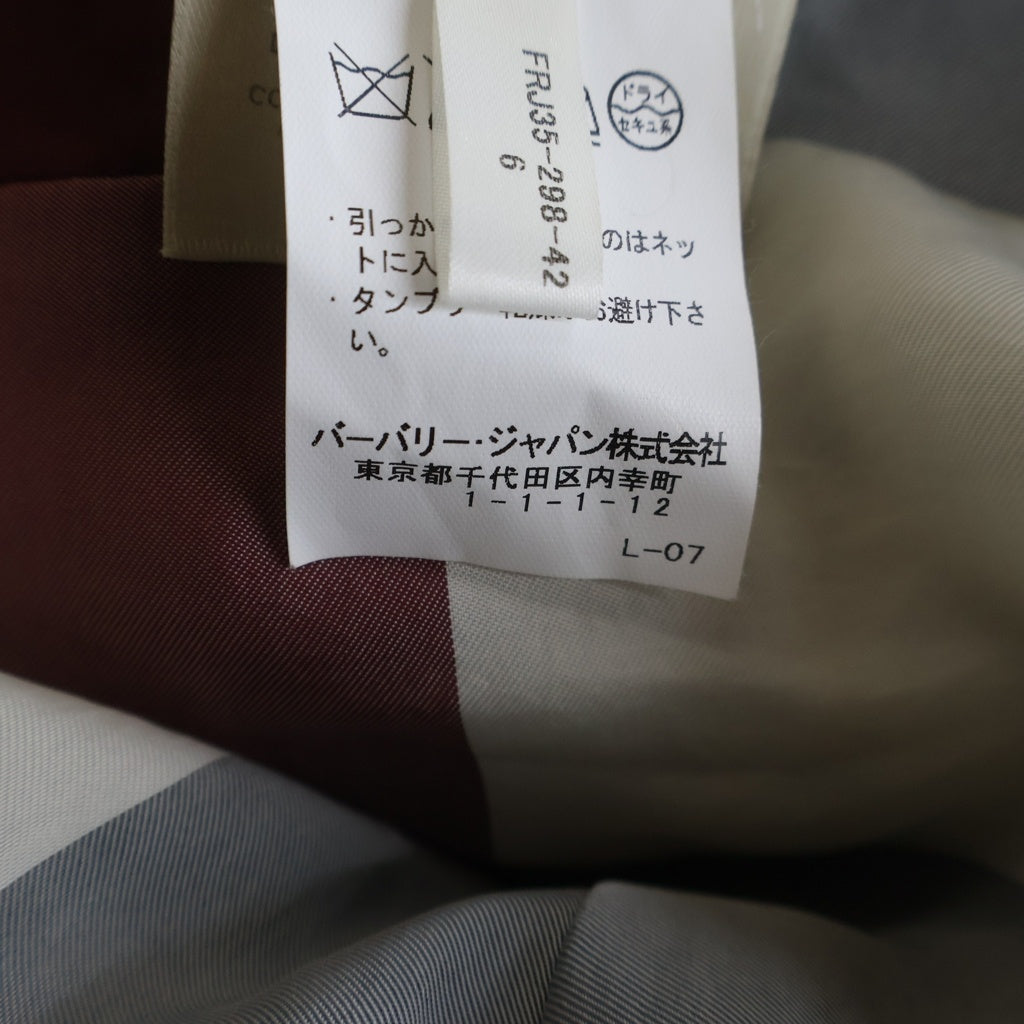 BURBERRY(バーバリー) 裏地ノバチェック柄 シルク ダブルブレスト トレンチコート ベージュ レディース
