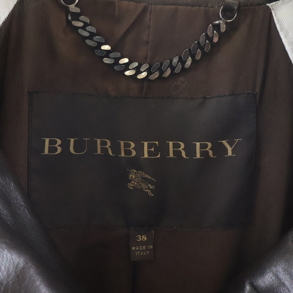 BURBERRY(バーバリー) レザー ダブルブレスト トレンチコート ブラウン レディース