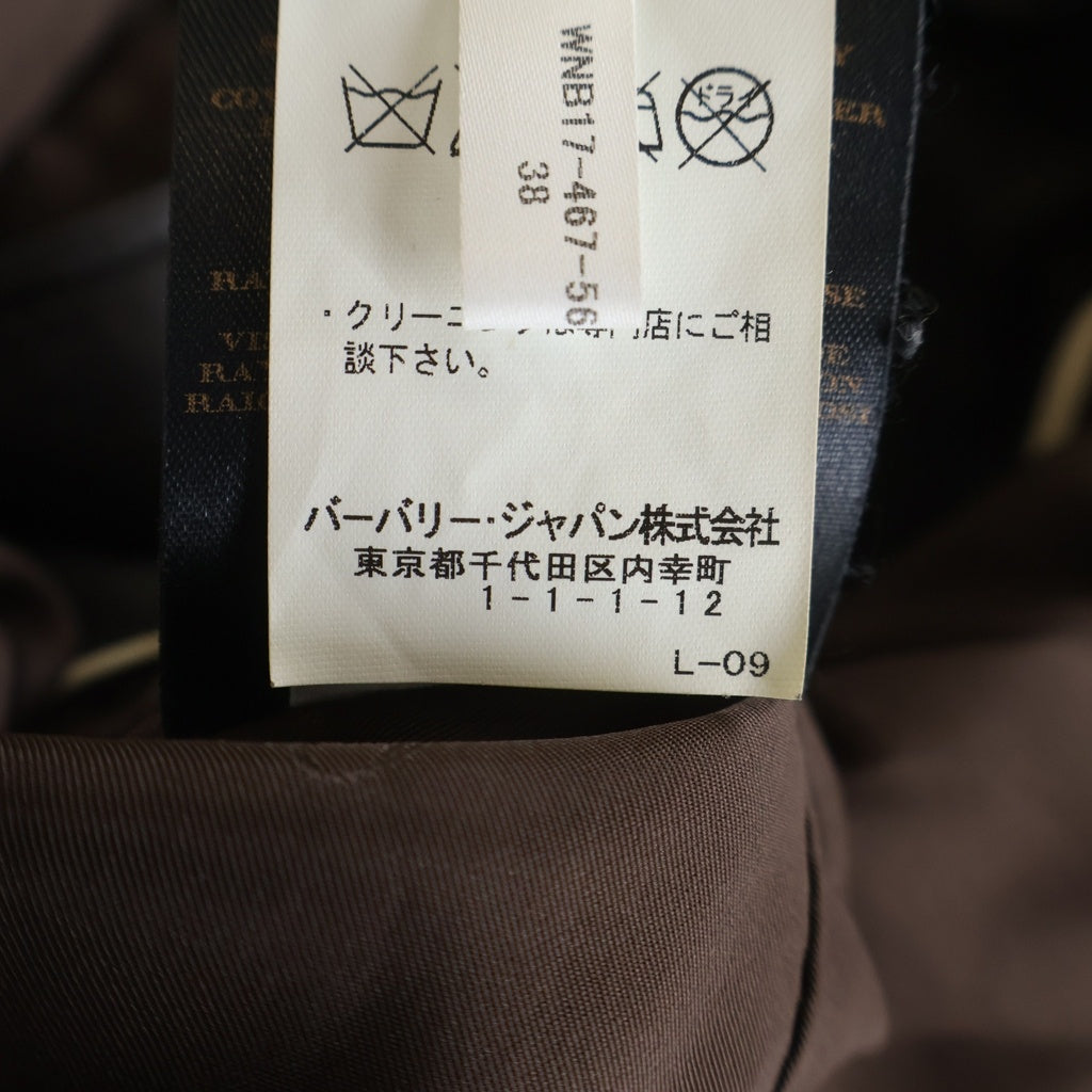 BURBERRY(バーバリー) レザー ダブルブレスト トレンチコート ブラウン レディース