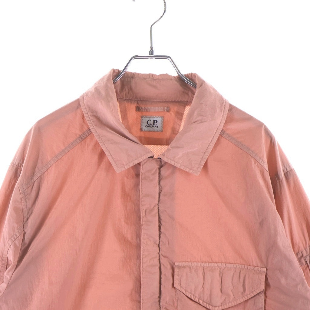 C.P. Company(シーピーカンパニー) 23SS Chrome-R Full Zip Overshirt クロム アール フルジップアップ ナイロン シャツ ジャケット ピンク 14CMOS041A