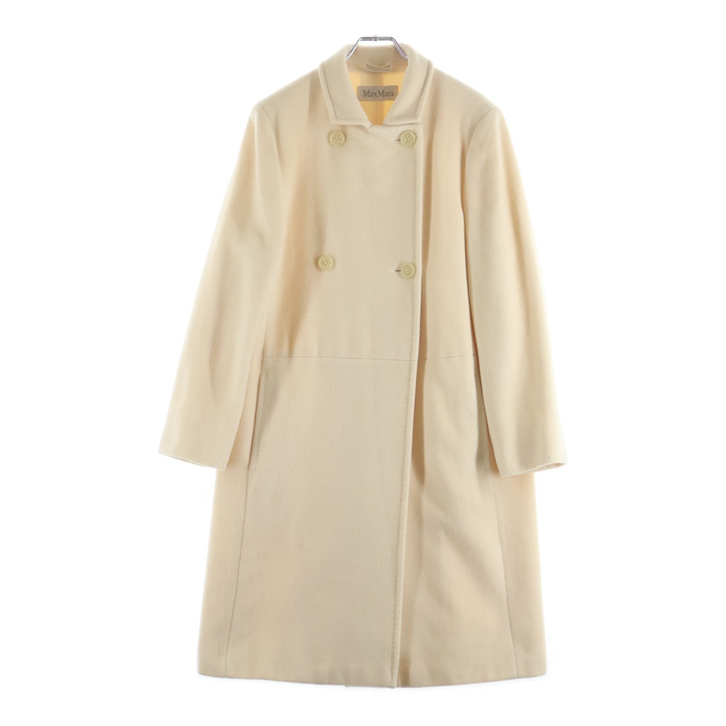 Max Mara(マックスマーラ) カシミヤ混 ウール ダブルブレスト チェスターコート アイボリー レディース