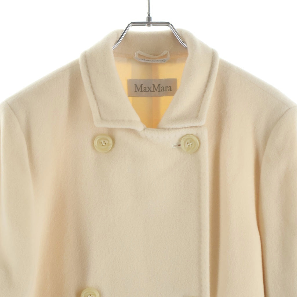 Max Mara(マックスマーラ) カシミヤ混 ウール ダブルブレスト チェスターコート アイボリー レディース