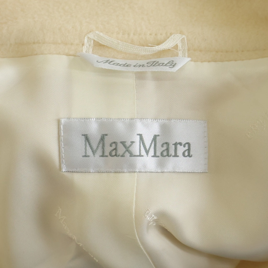 Max Mara(マックスマーラ) カシミヤ混 ウール ダブルブレスト チェスターコート アイボリー レディース