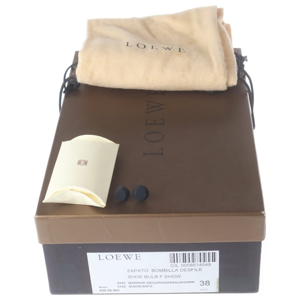 LOEWE(ロエベ) 電球ヒール クリア スエードレザー スクエアトゥ パンプス シューズ ブラウン/オレンジ レディース