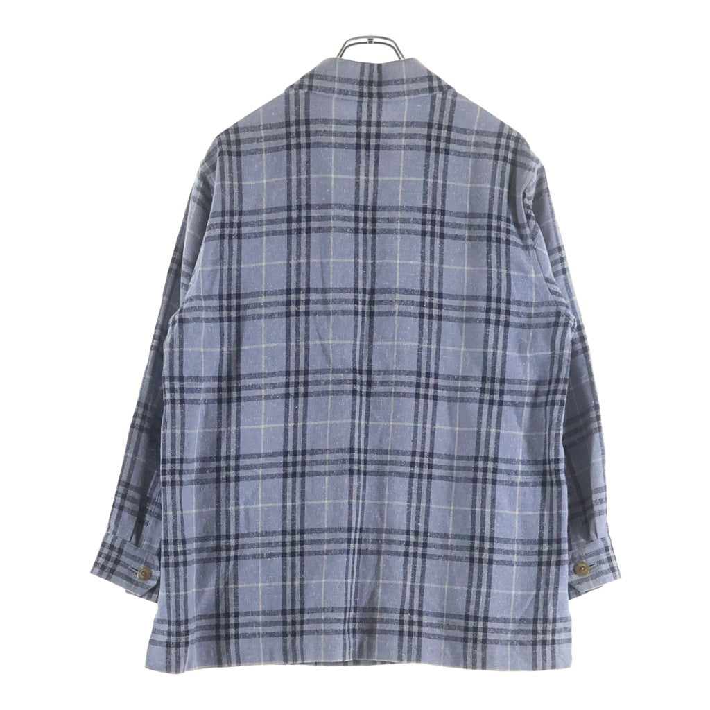 BURBERRY LONDON(バーバリーロンドン) チェック総柄 リネン ジャケット ライトブルー