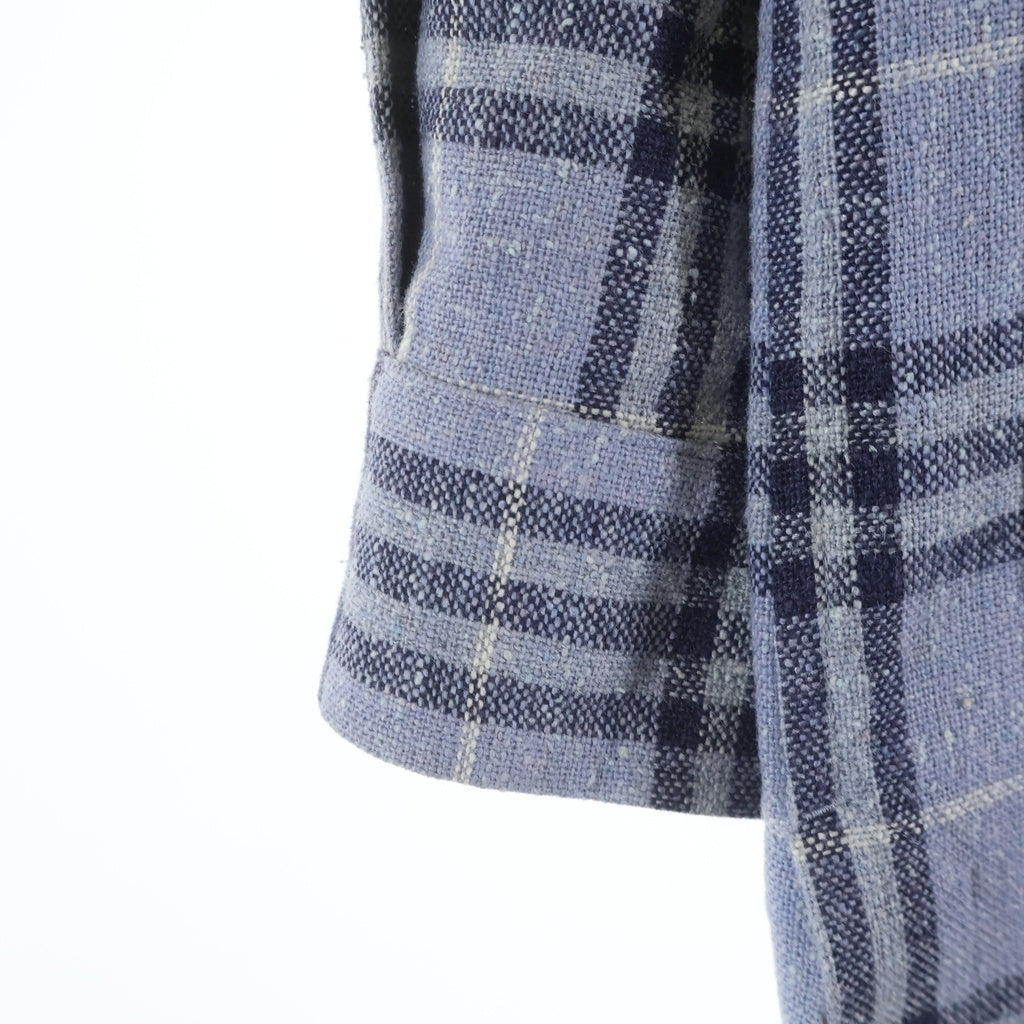 BURBERRY LONDON(バーバリーロンドン) チェック総柄 リネン ジャケット ライトブルー
