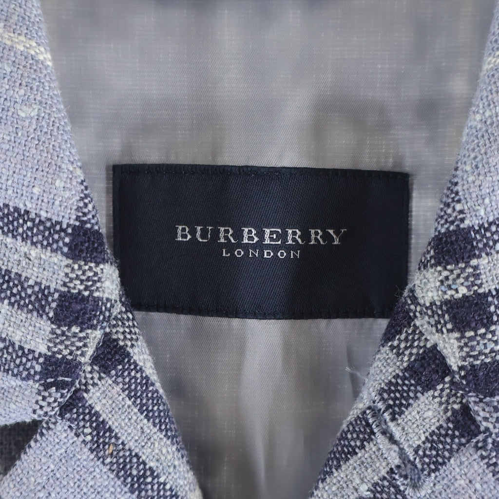 BURBERRY LONDON(バーバリーロンドン) チェック総柄 リネン ジャケット ライトブルー